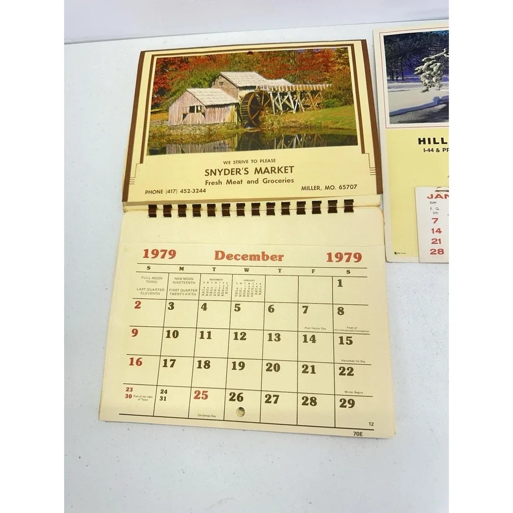 Vintage 1978 1979 Missouri Advertising Calendars Lot Hillbilly Outpost Snyder's